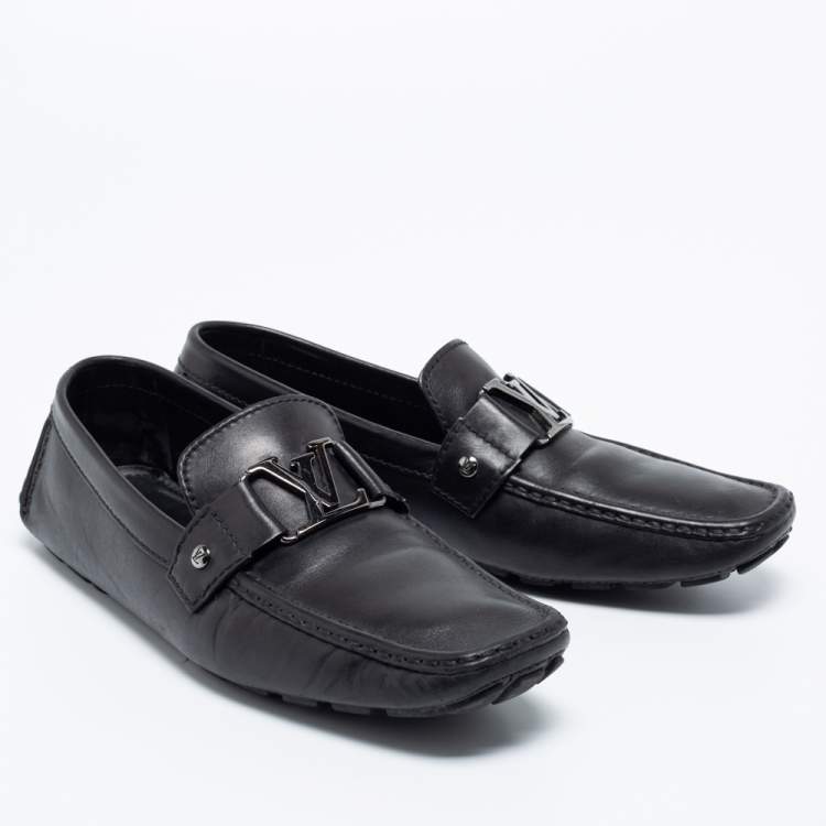 Pre Owned Louis Vuitton Black Leather Monte Carlo Loafers Size 43