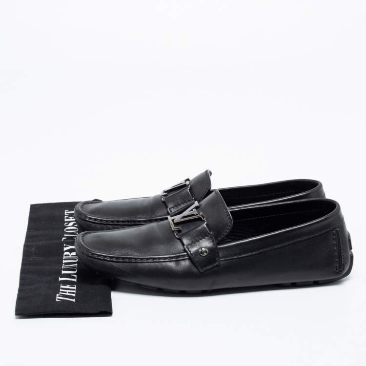 Pre Owned Louis Vuitton Black Leather Monte Carlo Loafers Size 43