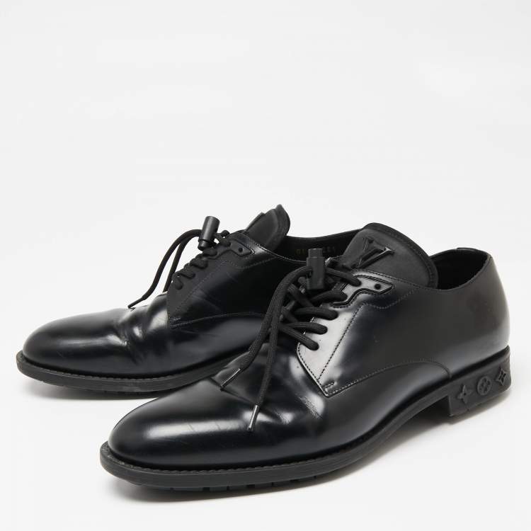 Pre Owned Louis Vuitton Black Leather Lace-Up Derby Size 42