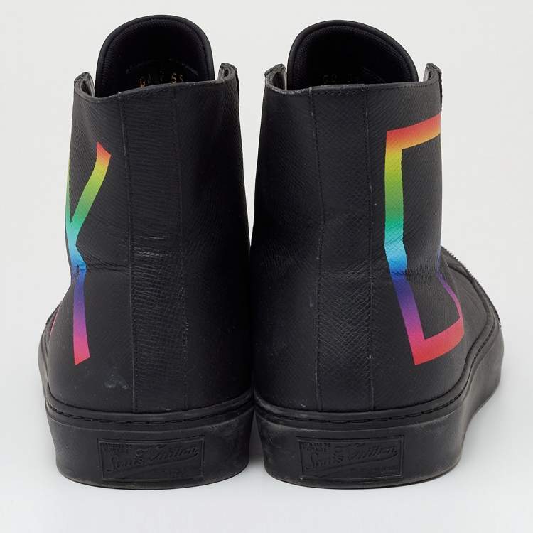 Pre Owned Louis Vuitton Black Leather Tattoo High Top Sneakers Size 42