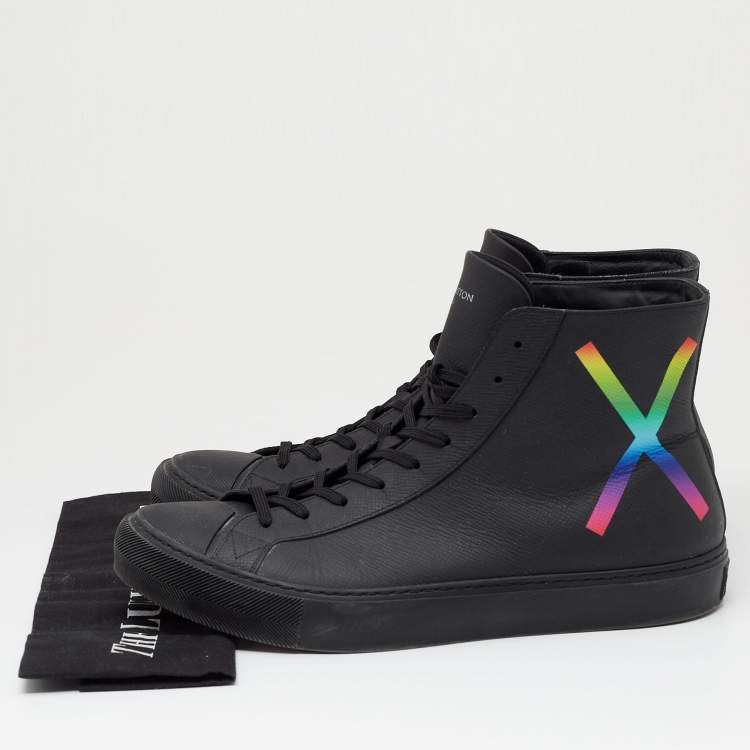 Pre Owned Louis Vuitton Black Leather Tattoo High Top Sneakers Size 42