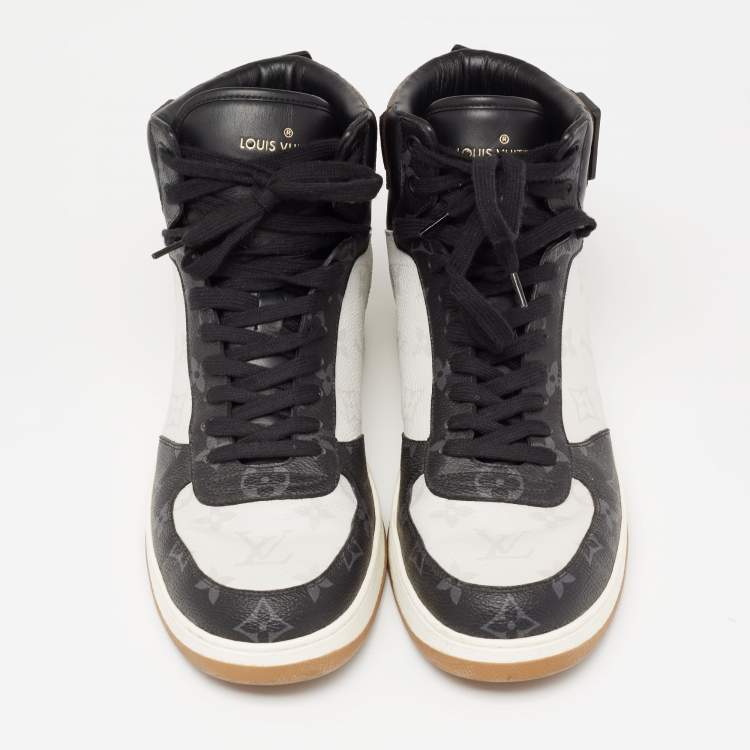 Pre Owned Louis Vuitton Tricolor Monogram Canvas And Leather Rivoli High Top Sneakers  Size 42