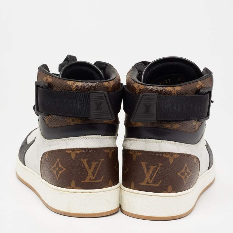 Pre Owned Louis Vuitton Tricolor Monogram Canvas And Leather Rivoli High Top Sneakers  Size 42