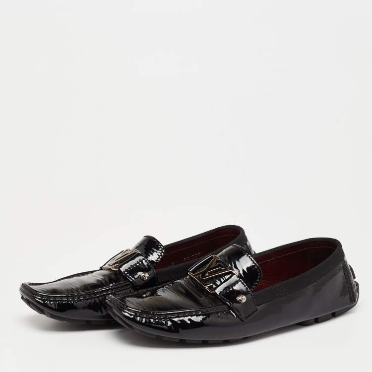 Pre Owned Louis Vuitton Black Patent leather Monte Carlo Loafers Size 43