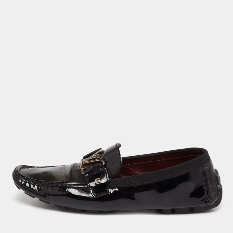 Pre Owned Louis Vuitton Black Patent leather Monte Carlo Loafers Size 43