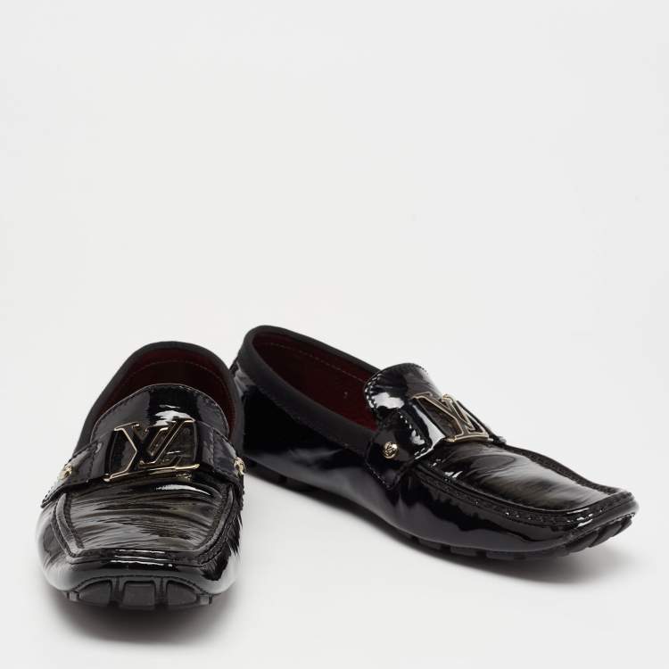 Pre Owned Louis Vuitton Black Patent leather Monte Carlo Loafers Size 43