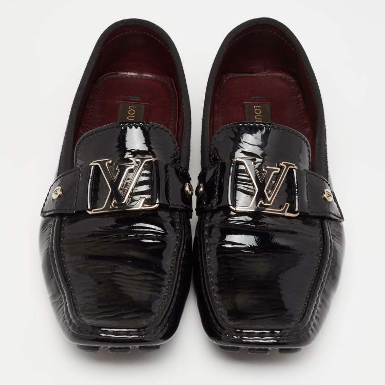 Pre Owned Louis Vuitton Black Patent leather Monte Carlo Loafers Size 43
