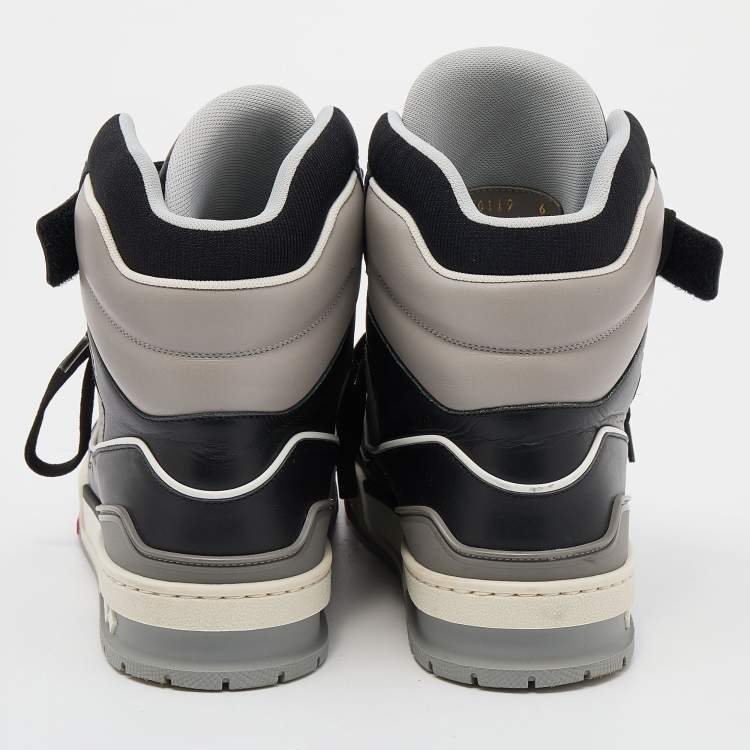 Pre Owned Louis Vuitton Multicolor Leather And Suede LV Trainer High Top Sneakers Size 40