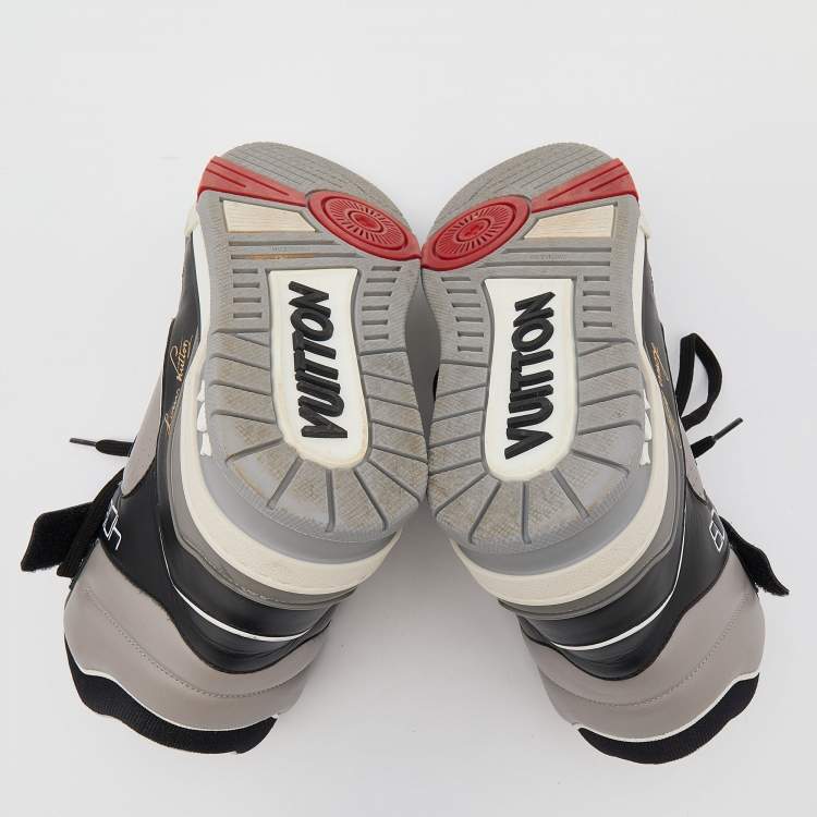 Pre Owned Louis Vuitton Multicolor Leather And Suede LV Trainer High Top Sneakers Size 40
