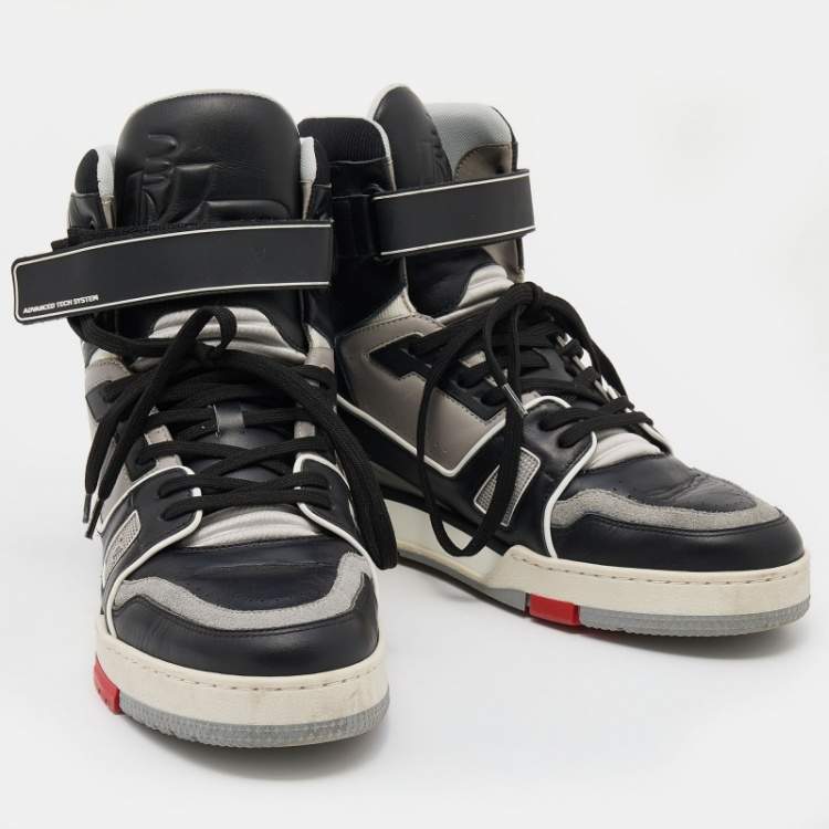 Pre Owned Louis Vuitton Multicolor Leather And Suede LV Trainer High Top Sneakers Size 40