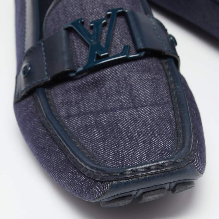 Pre Owned Louis Vuitton Blue Denim Monte Carlo Loafers Size 43.5
