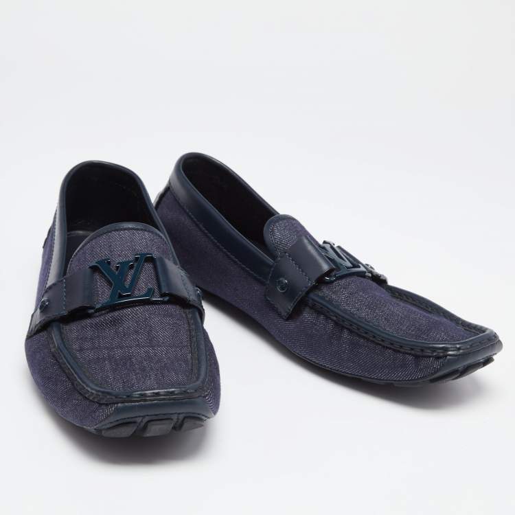 Pre Owned Louis Vuitton Blue Denim Monte Carlo Loafers Size 43.5