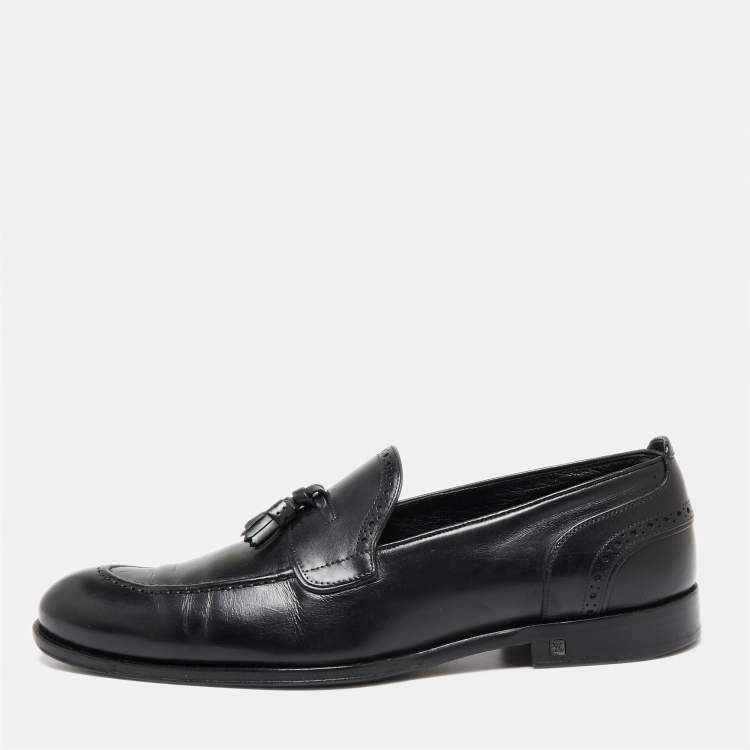 Pre Owned Louis Vuitton Black Leather Trading Loafers Size 42.5