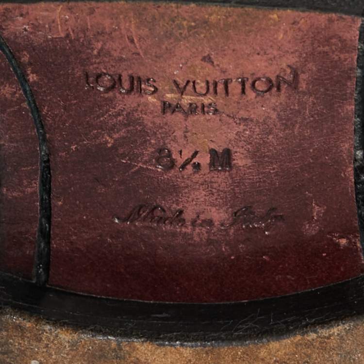Pre Owned Louis Vuitton Black Leather Trading Loafers Size 42.5