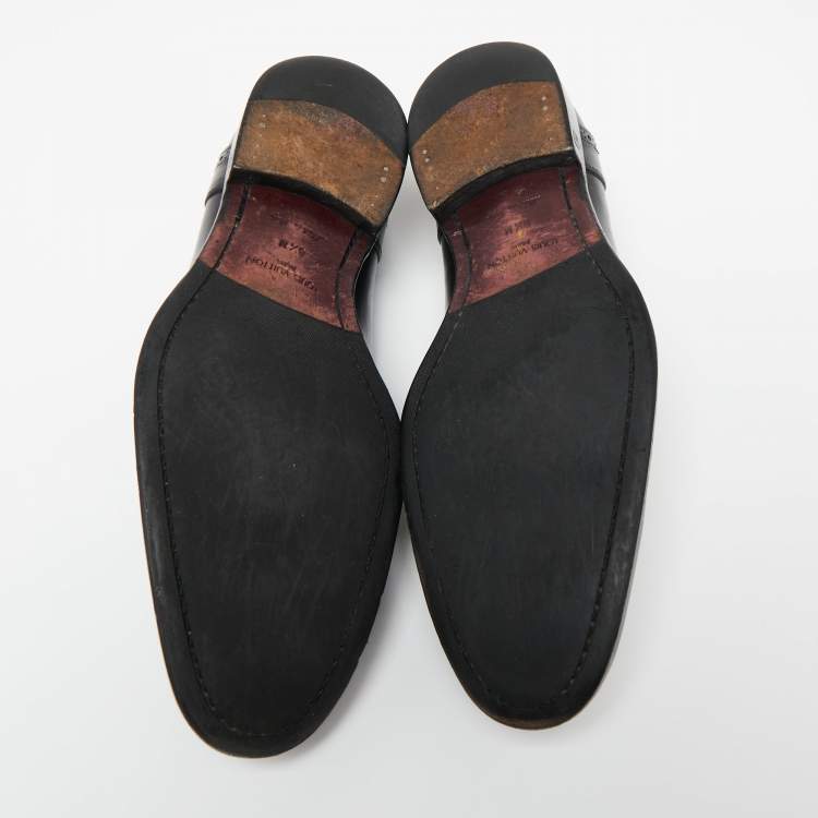 Pre Owned Louis Vuitton Black Leather Trading Loafers Size 42.5