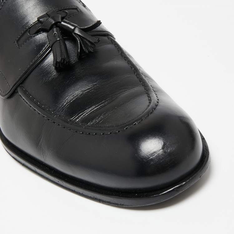 Pre Owned Louis Vuitton Black Leather Trading Loafers Size 42.5