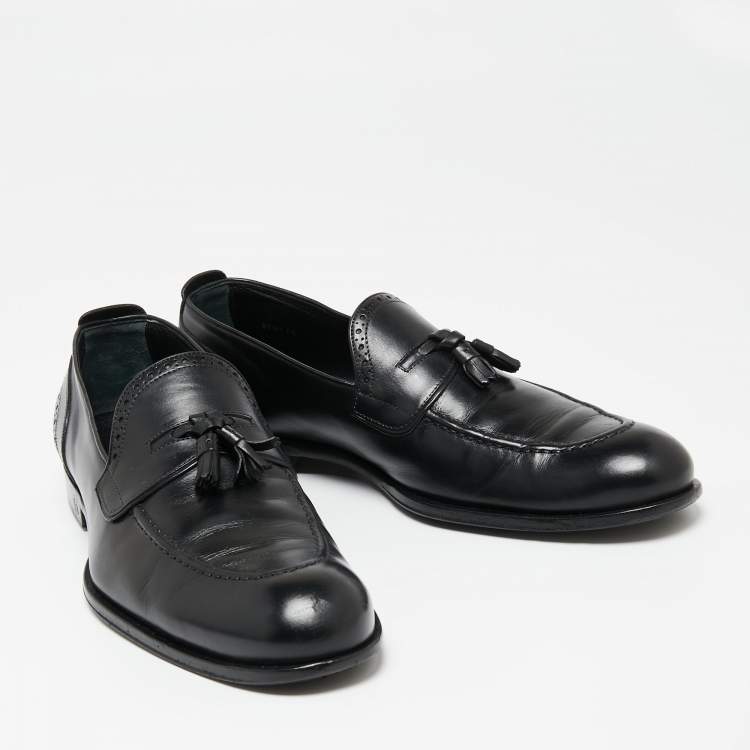 Pre Owned Louis Vuitton Black Leather Trading Loafers Size 42.5
