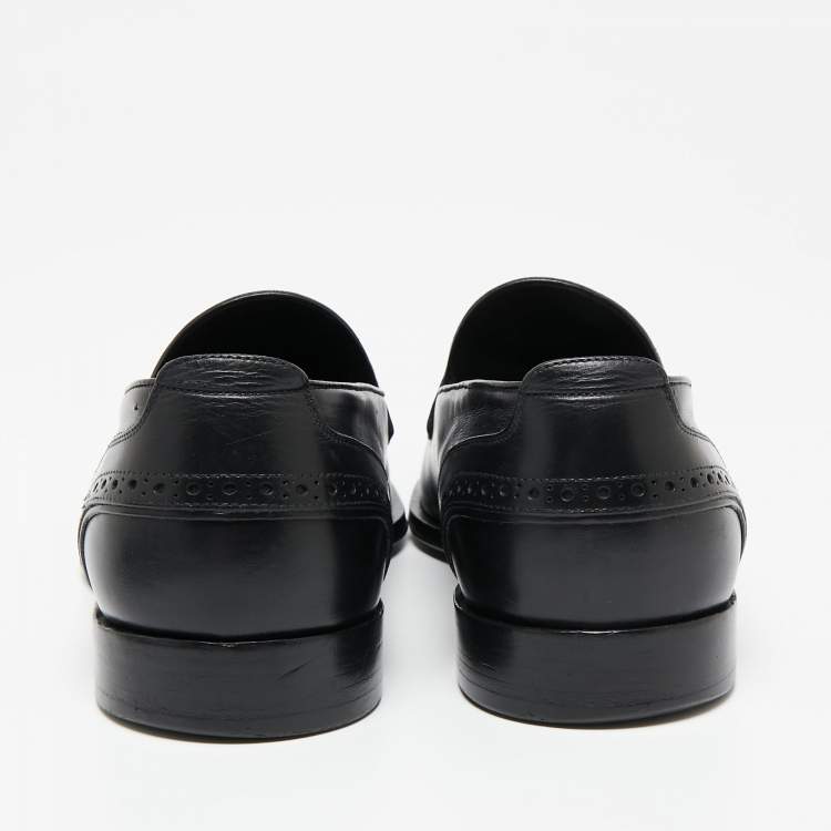Pre Owned Louis Vuitton Black Leather Trading Loafers Size 42.5