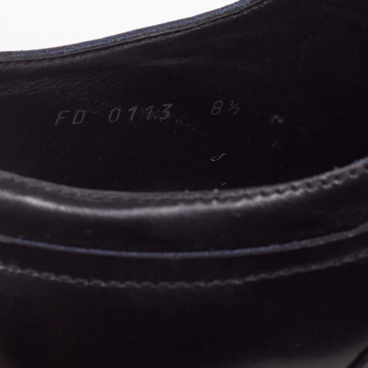 Pre Owned Louis Vuitton Black Leather Cap Toe Lace Up Derby Size 42.5