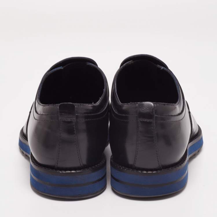 Pre Owned Louis Vuitton Black Leather Cap Toe Lace Up Derby Size 42.5