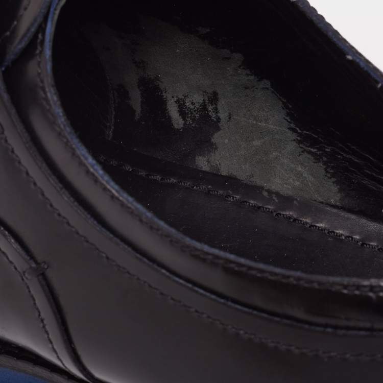 Pre Owned Louis Vuitton Black Leather Cap Toe Lace Up Derby Size 42.5