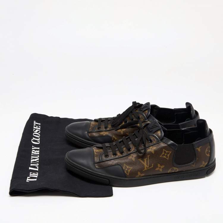 Pre Owned Louis Vuitton Brown Monogram Canvas And Leather Slalom Low Top Sneakers Size 44