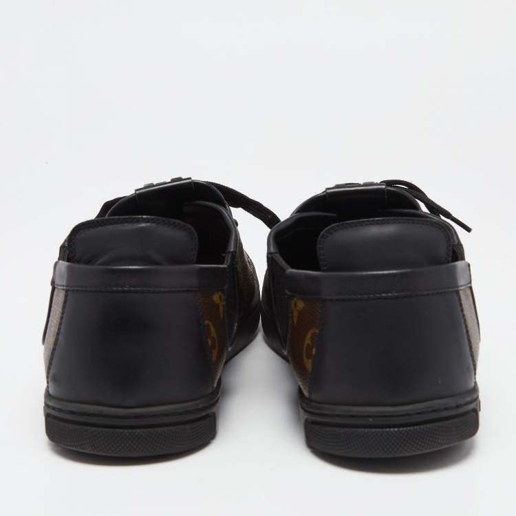 Pre Owned Louis Vuitton Brown Monogram Canvas And Leather Slalom Low Top Sneakers Size 44