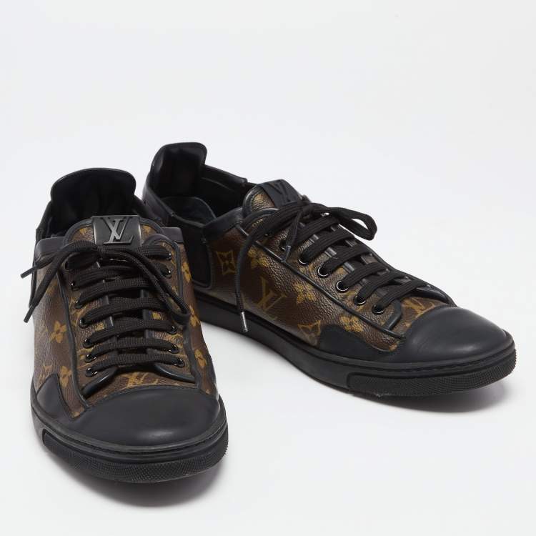 Pre Owned Louis Vuitton Brown Monogram Canvas And Leather Slalom Low Top Sneakers Size 44