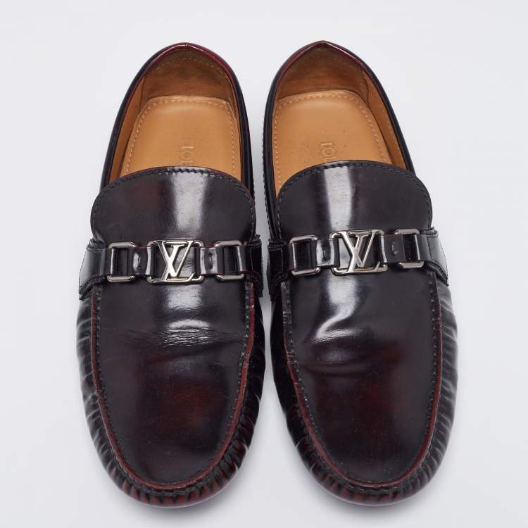 Pre Owned Louis Vuitton Two Tone Leather Hockenheim Slip On Loafers Size 44