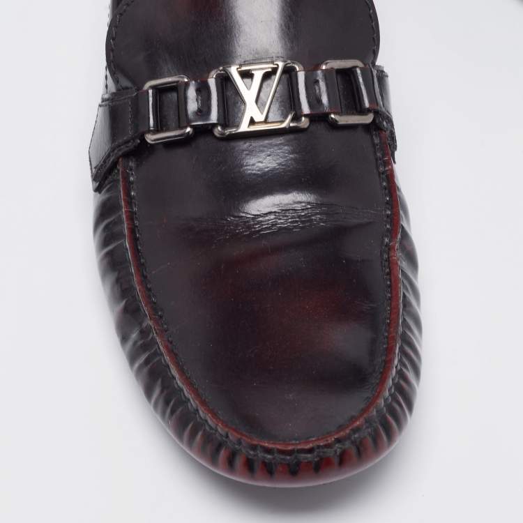 Pre Owned Louis Vuitton Two Tone Leather Hockenheim Slip On Loafers Size 44