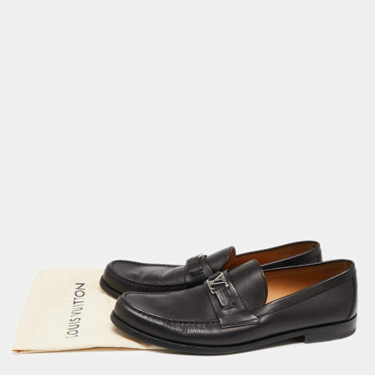 Pre Owned Louis Vuitton Black Epi Leather Major Loafers Size 47