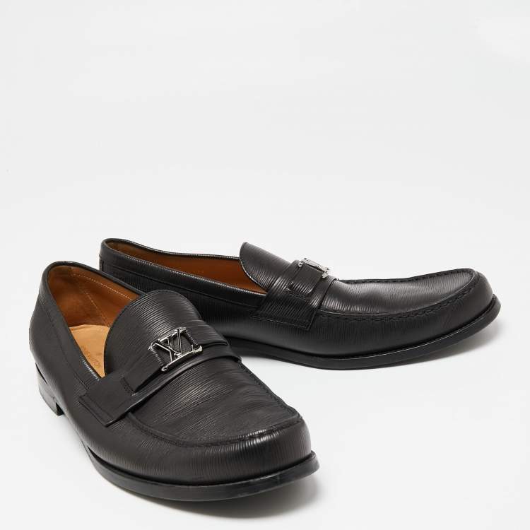 Pre Owned Louis Vuitton Black Epi Leather Major Loafers Size 47