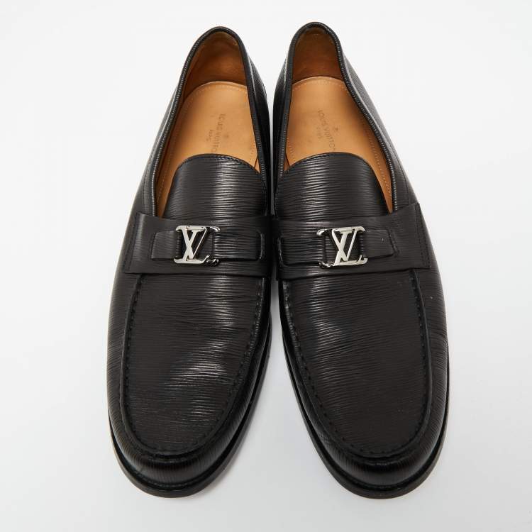 Pre Owned Louis Vuitton Black Epi Leather Major Loafers Size 47