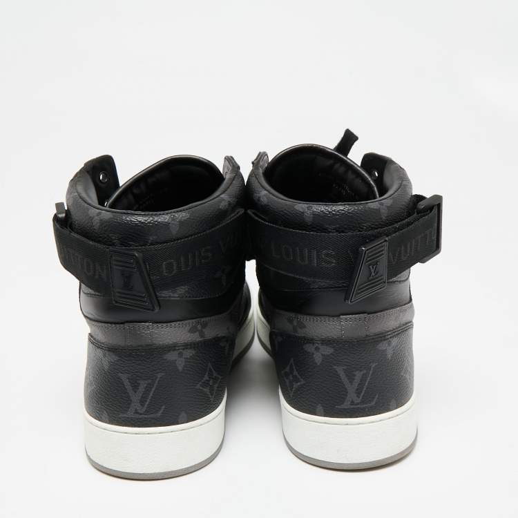 Pre Owned Louis Vuitton Black/Grey Monogram Canvas Rivoli High Top Sneakers Size 44