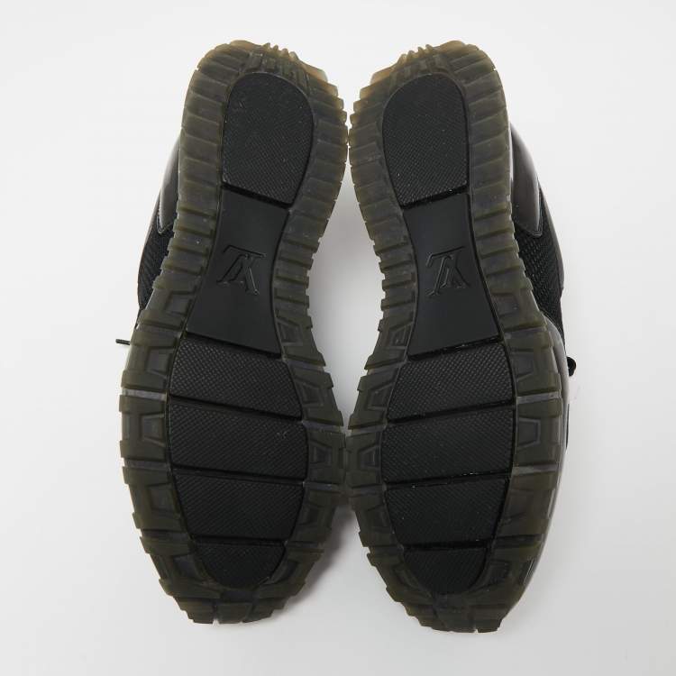 Pre Owned Louis Vuitton Black Mesh and Monogram Leather And Mesh Run-Away Low-Top Sneakers Size 40
