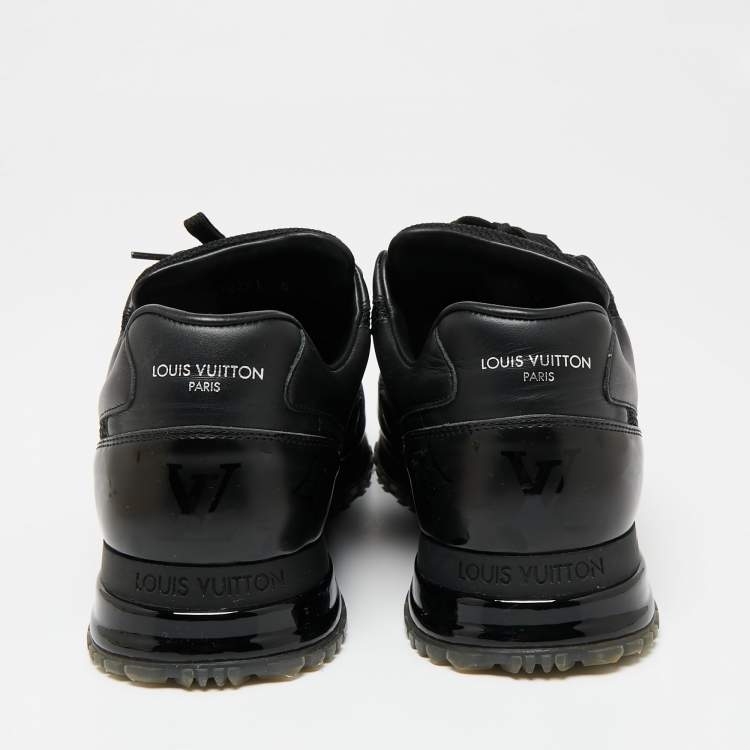 Pre Owned Louis Vuitton Black Mesh and Monogram Leather And Mesh Run-Away Low-Top Sneakers Size 40