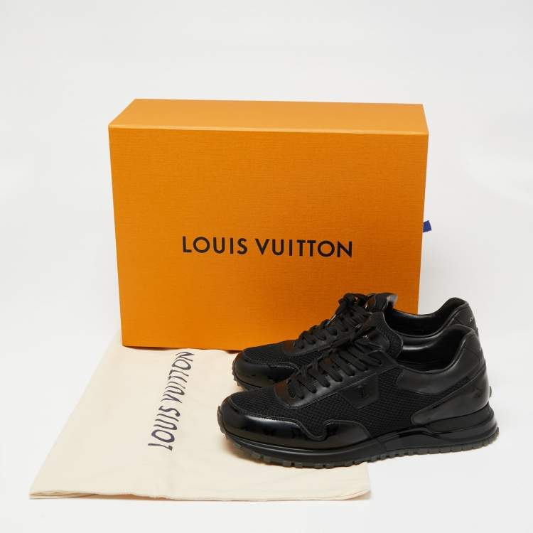 Pre Owned Louis Vuitton Black Mesh and Monogram Leather And Mesh Run-Away Low-Top Sneakers Size 40