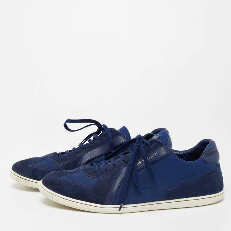 Louis Vuitton Blue Suede And Canvas Trainers Low Top Sneakers Size
