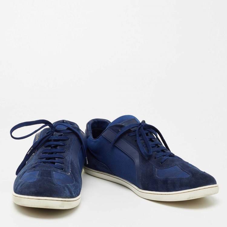 مملوكة مسبقًا Louis Vuitton Blue Suede And Canvas Trainers Low Top Sneakers Size 44