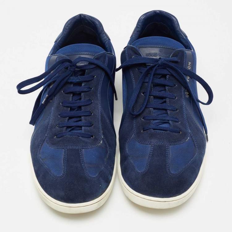 مملوكة مسبقًا Louis Vuitton Blue Suede And Canvas Trainers Low Top Sneakers Size 44