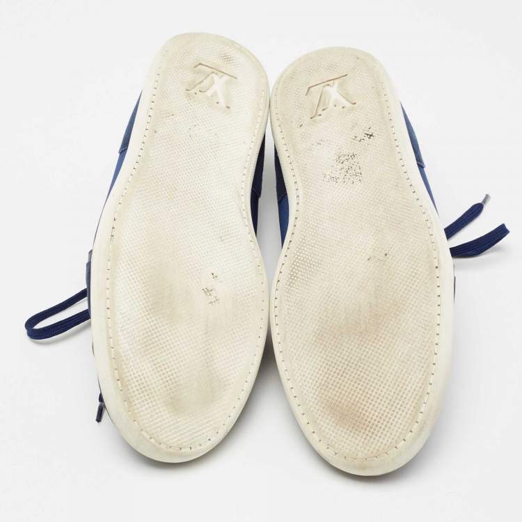 مملوكة مسبقًا Louis Vuitton Blue Suede And Canvas Trainers Low Top Sneakers Size 44