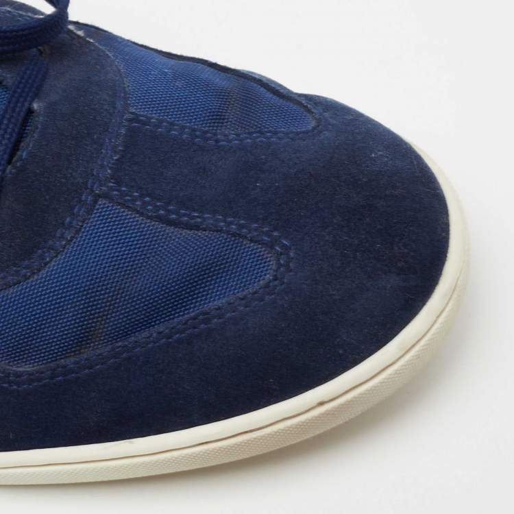 مملوكة مسبقًا Louis Vuitton Blue Suede And Canvas Trainers Low Top Sneakers Size 44