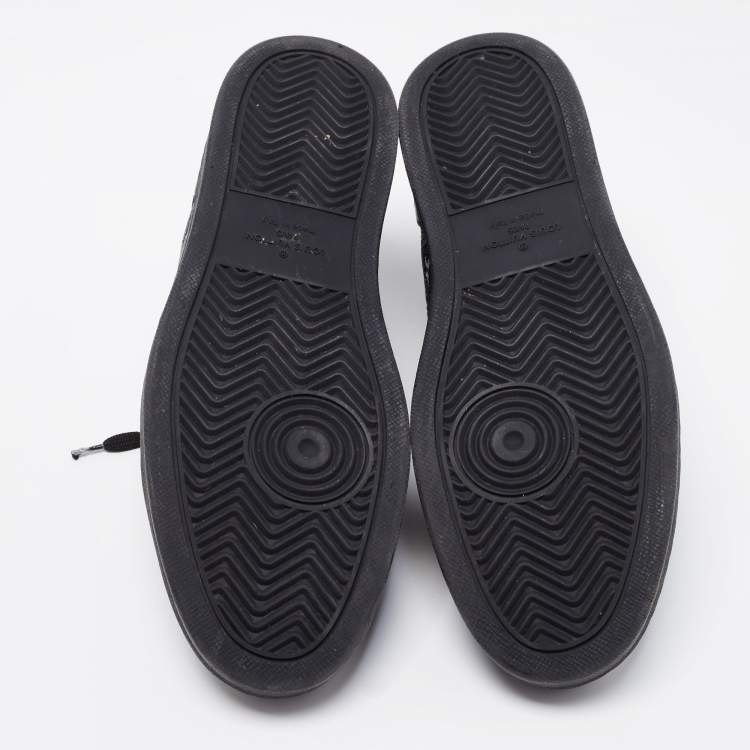 Pre Owned Louis Vuitton Black Leather Rivoli Monogram Low Top Sneakers Size 44