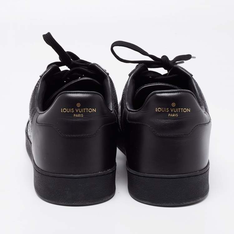 Pre Owned Louis Vuitton Black Leather Rivoli Monogram Low Top Sneakers Size 44