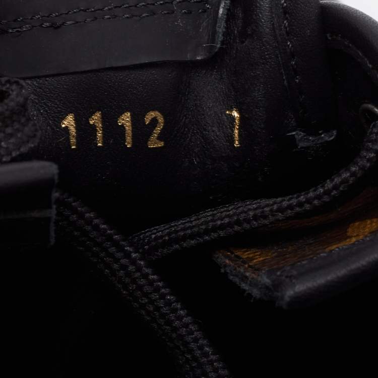 Pre Owned Louis Vuitton Black/Brown Leather and Monogram Canvas Slalom Low-Top Sneakers Size 41