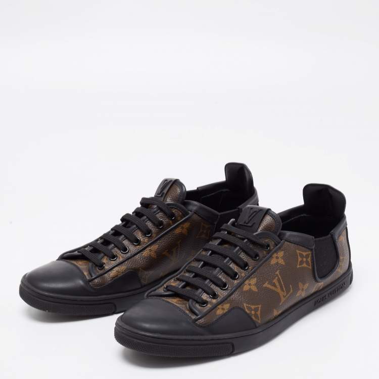 Louis Vuitton Brown Monogram Canvas And Black Leather Slalom Low Top  Sneakers Size 41