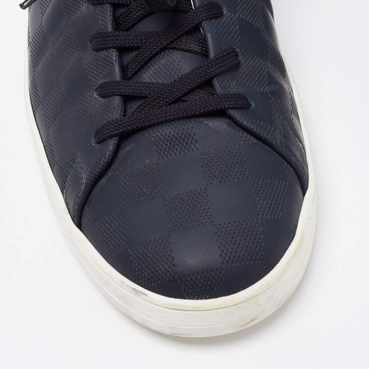 Pre Owned Louis Vuitton Navy Blue Damier Ebene Leather Low-Top Sneakers Size 44.5