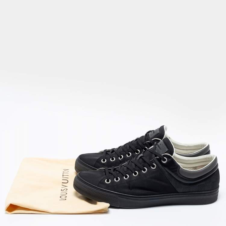 Pre Owned Louis Vuitton Black Nylon and Leather Low-Top Sneakers Size 44.5