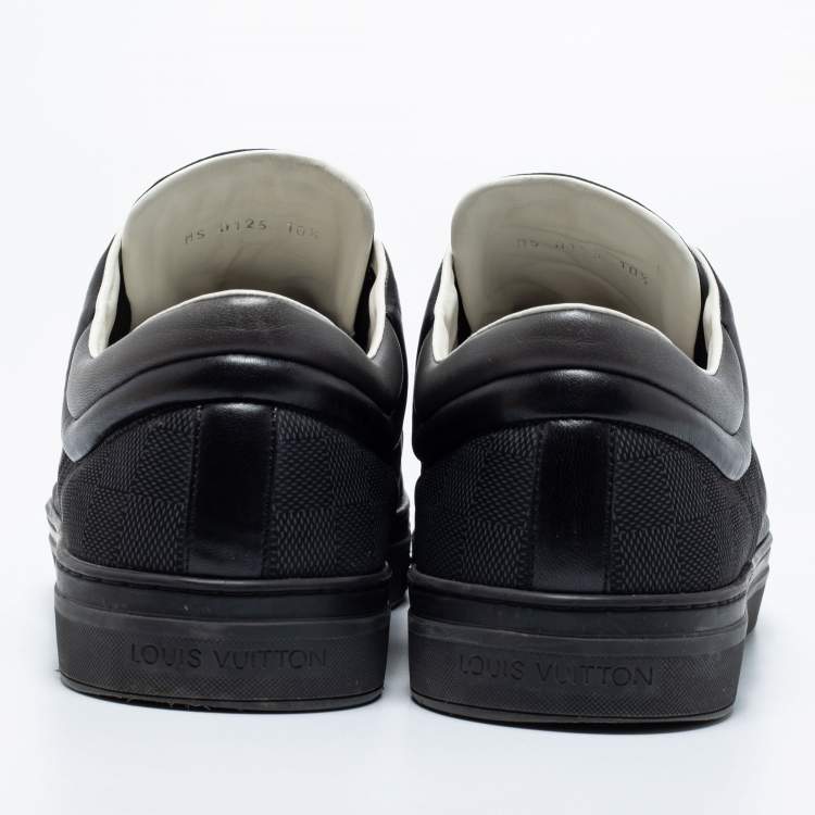 Pre Owned Louis Vuitton Black Nylon and Leather Low-Top Sneakers Size 44.5