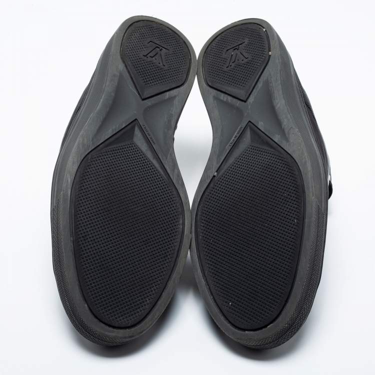 Pre Owned Louis Vuitton Black Nylon and Leather Low-Top Sneakers Size 44.5